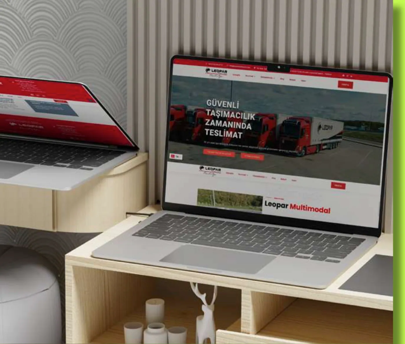 The designed website displayed on a laptop