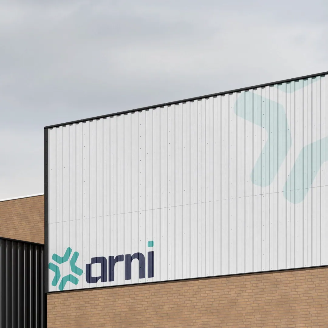 Arni logo applied on a building facade