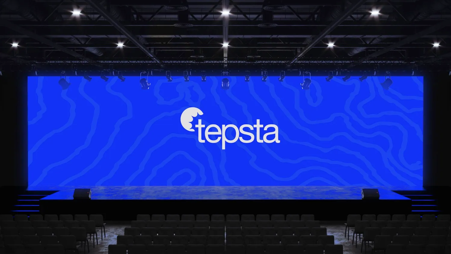 Tepsta brand on a stage screen